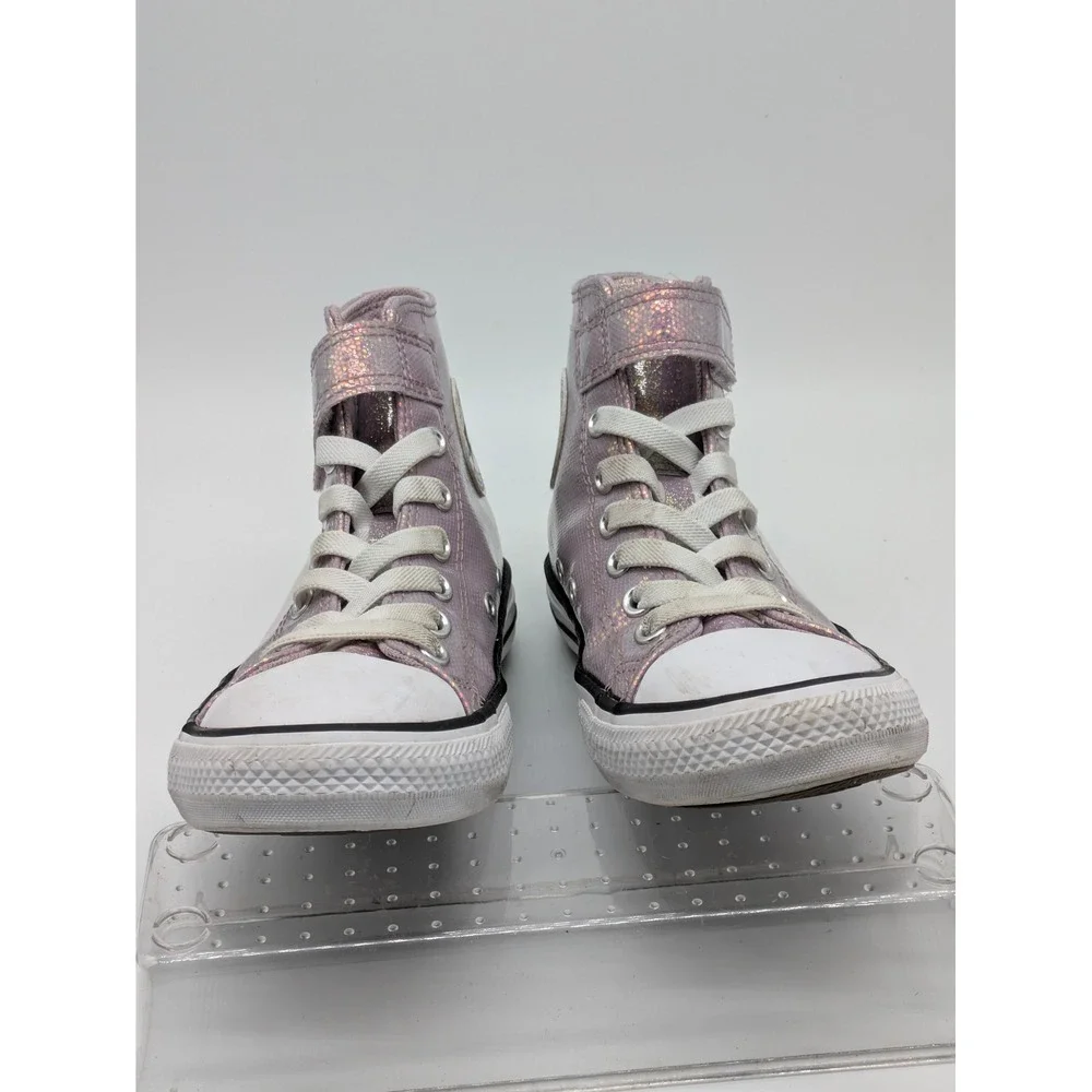 Converse Chuck Taylor Hi Top Girls Size 2 Pink Glitter Iridescent Sneakers
